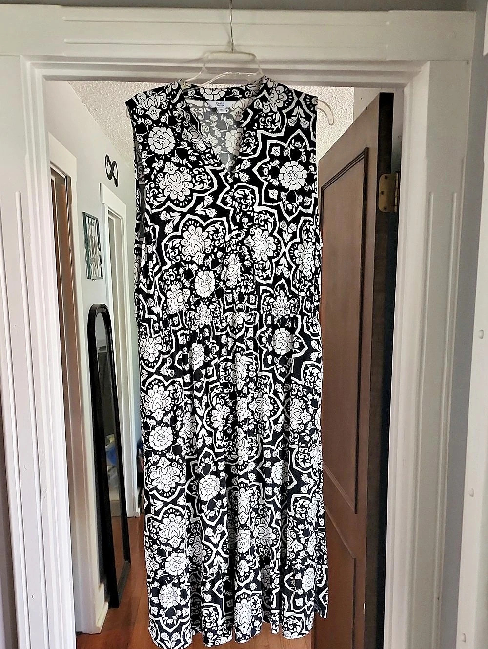 Croft & Barrow Floral Maxi Dress Black & White Size XXL